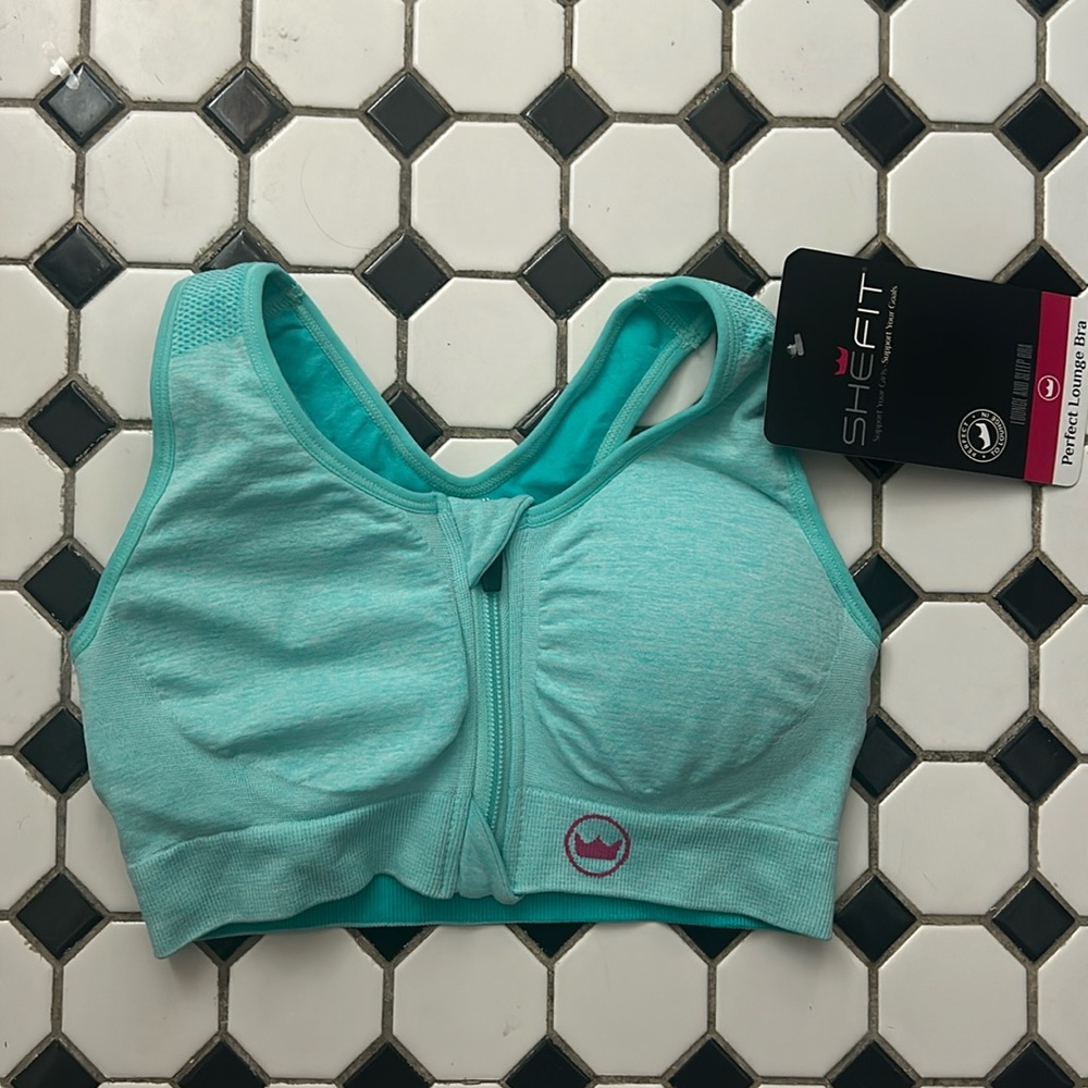 NWT Shefit Perfect Lounge Bra Mint Marble with Front Zipper Size NWT XS